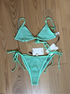 New Bond-eye Swim Bikini Set Luana Triangle Bikini Top Anisha Side Tie Brief NWT